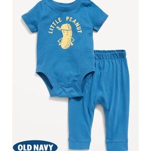 Old Navy Blue "Little Peanut" Unisex Short-Sleeve Onesie & Pants Set NWT